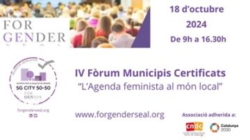 Programa IV Fòrum Municipis Certificats a favor de la Igualtat de gènere- 18 d’octubre a La Ciba